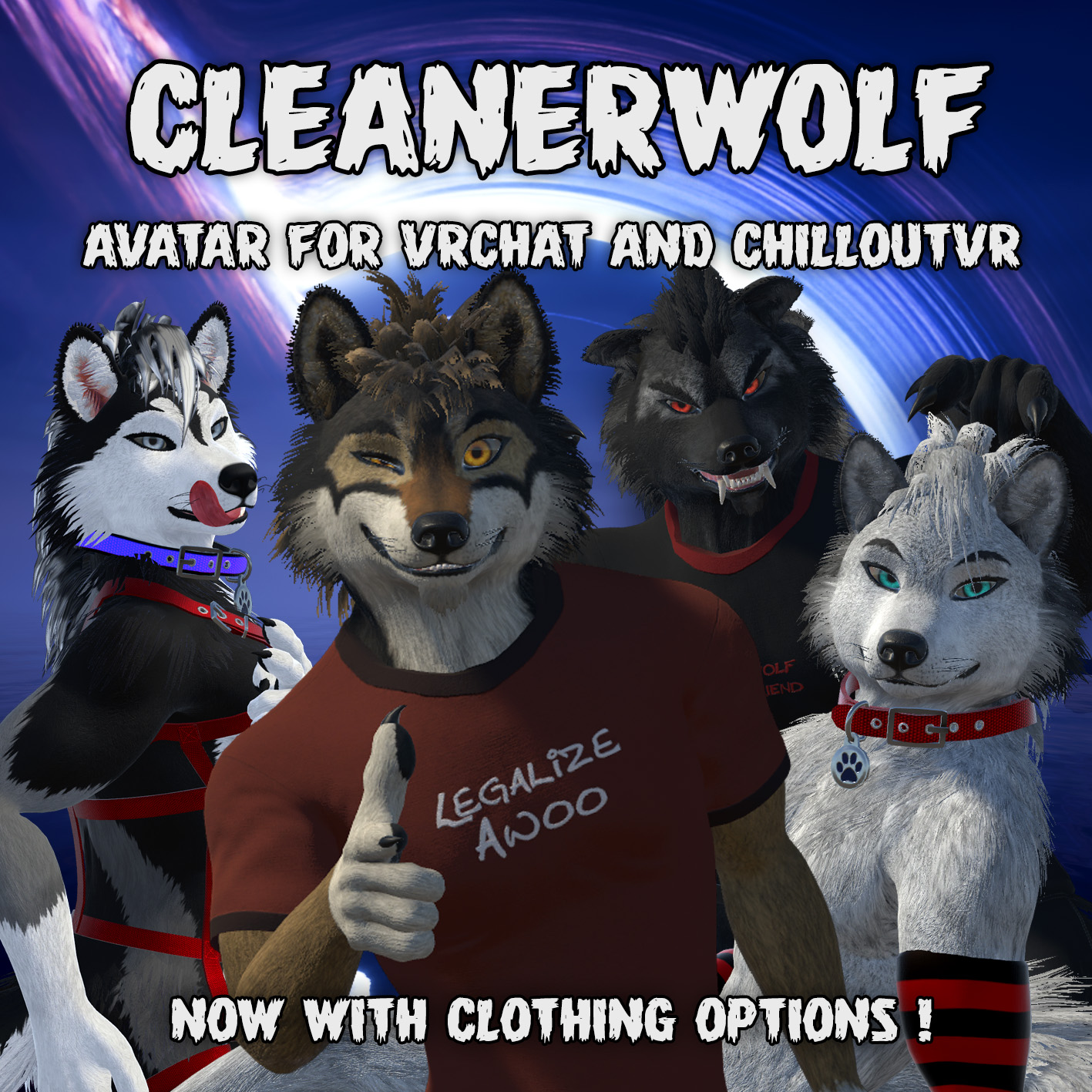 CleanerWolf Avatar for VRChat & ChilloutVR