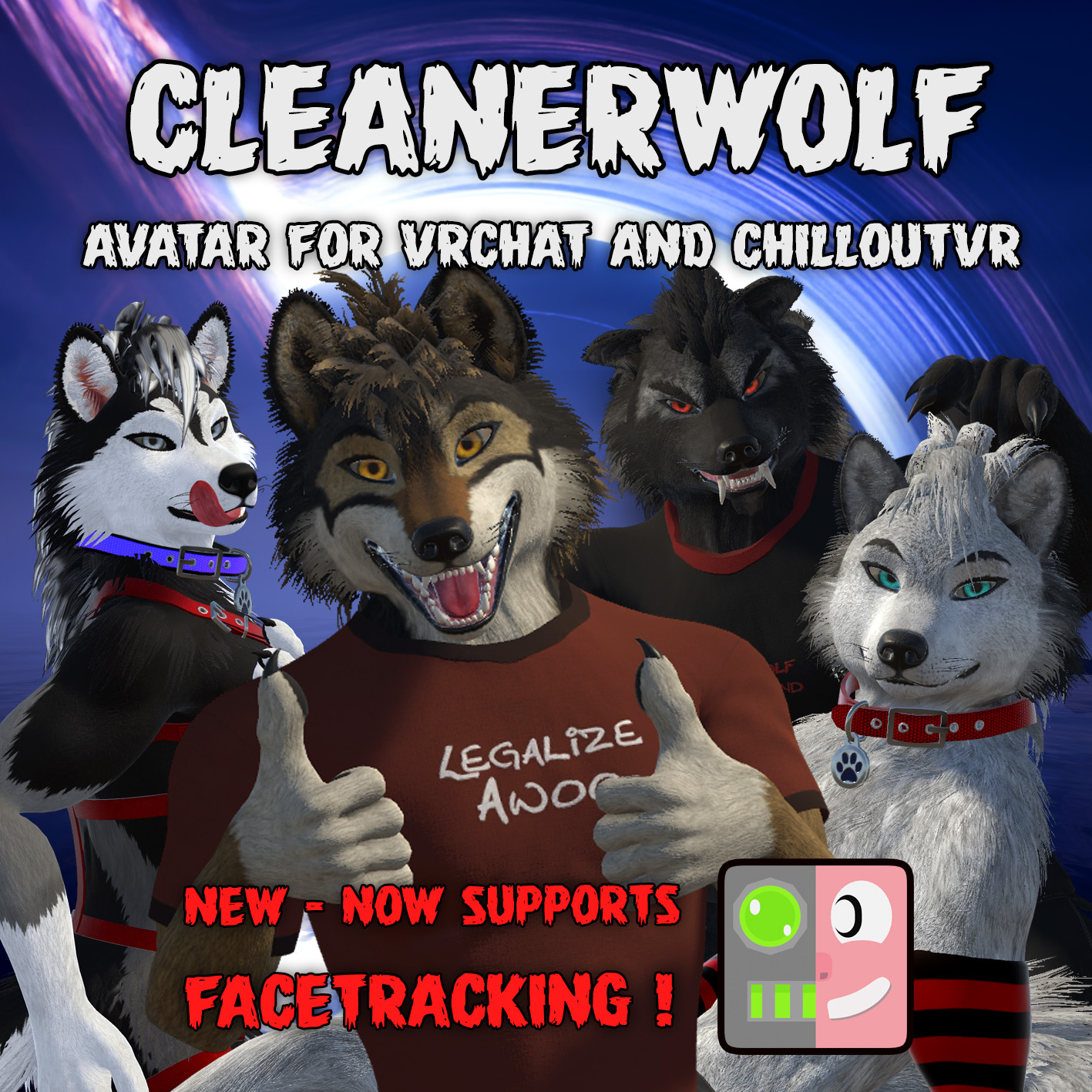 CleanerWolf Avatar for VRChat & ChilloutVR
