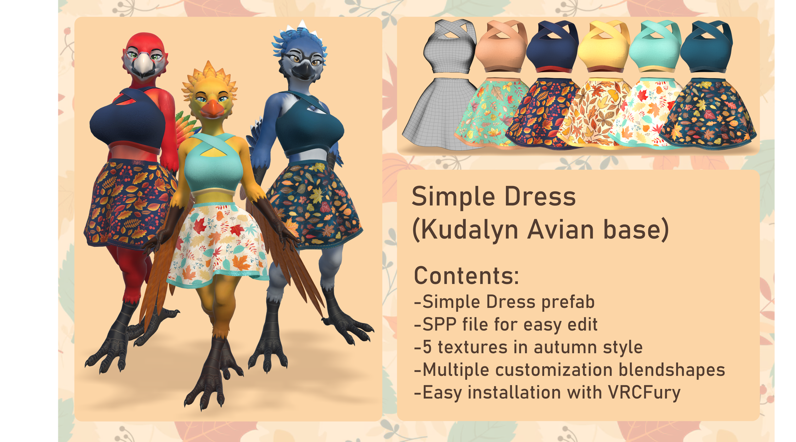 "Simple Dress" Outfit for Kudalyn's Avian avatar 2024