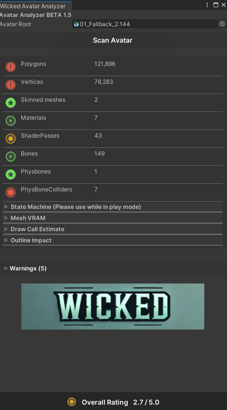Wicked Avatar Analyzer