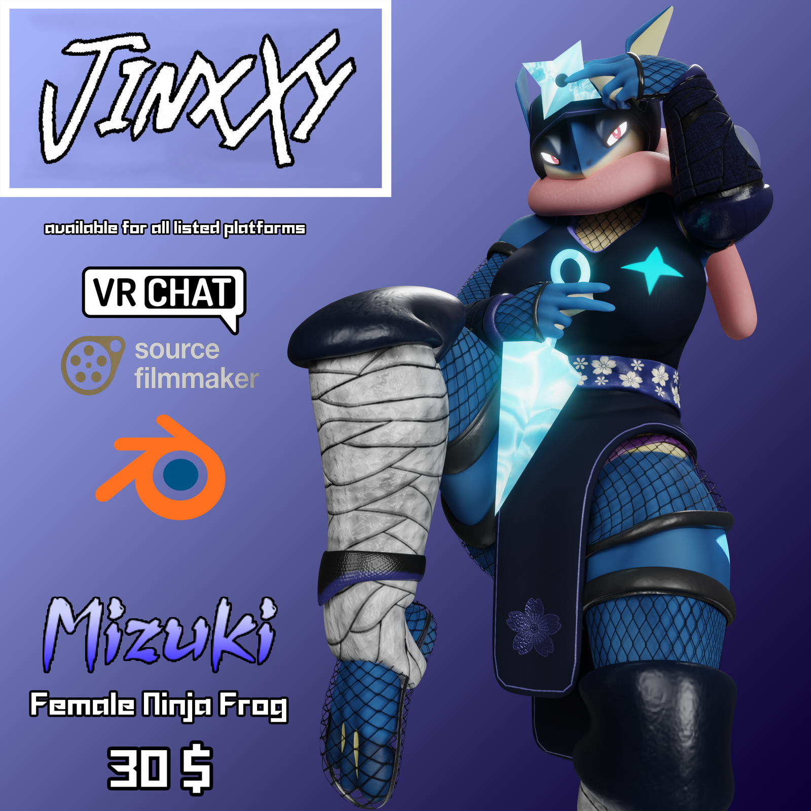 Mizuki FemNinjaFrog ModelPack (VRChat, Blender, SFM)