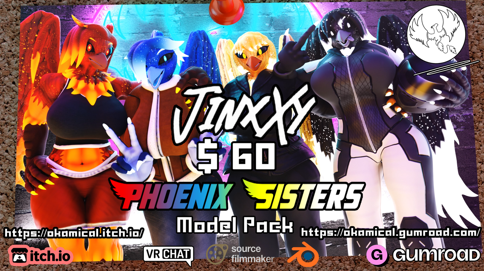 Phoenix Sisters ModelPack (VRChat, Blender, SFM)