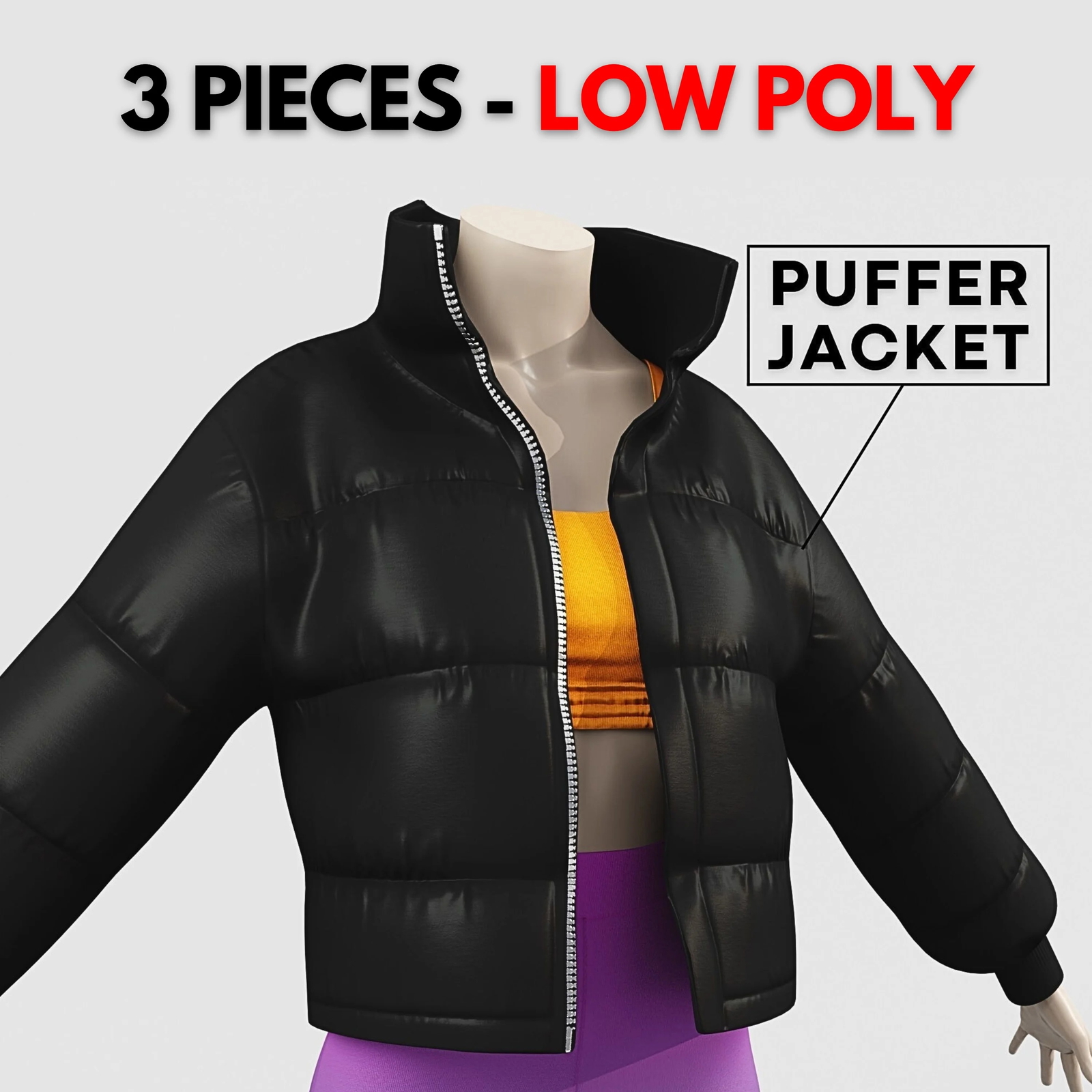 Outfit Puffer Jacket Black and Top with Bike Shorts