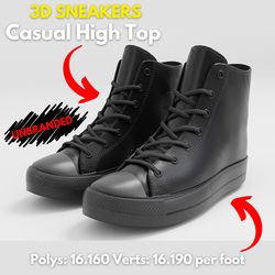 Sneakers - Casual High Top Leather All Black - Unbranded | WOLVES STUDIO