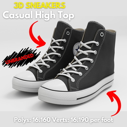 Sneakers - Casual High Top Black - Unbranded | WOLVES STUDIO