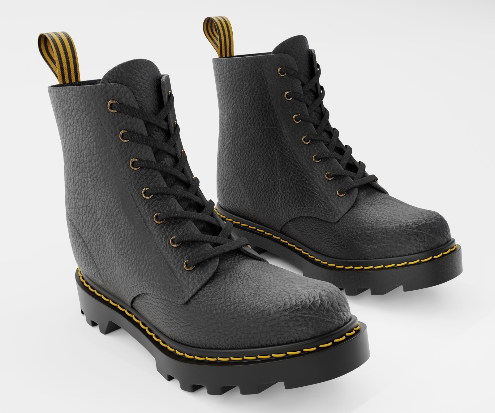 Leather Boot Combat - Military Tactical Black | WOLVES STUDIO