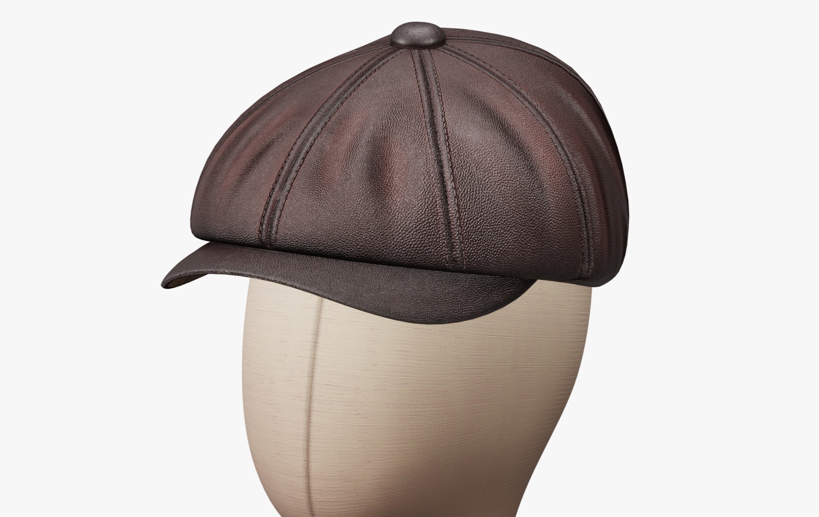 Vintage Golf Beret Hat Leather Brown | WOLVES STUDIO