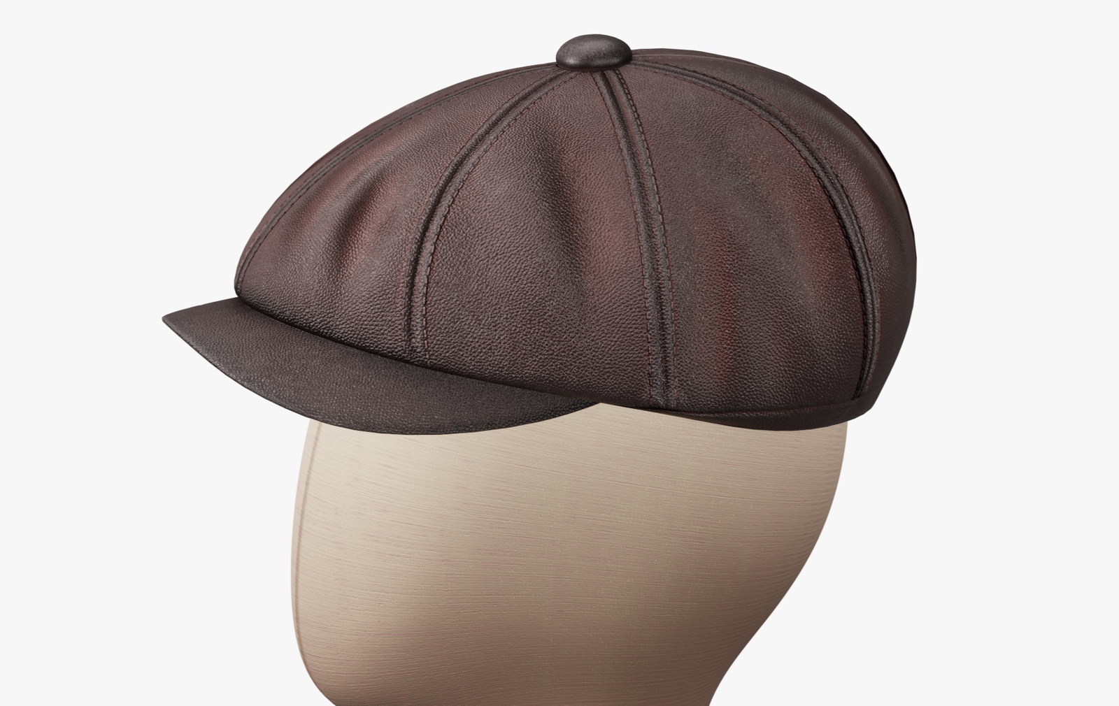 Vintage Golf Beret Hat Leather Brown | WOLVES STUDIO