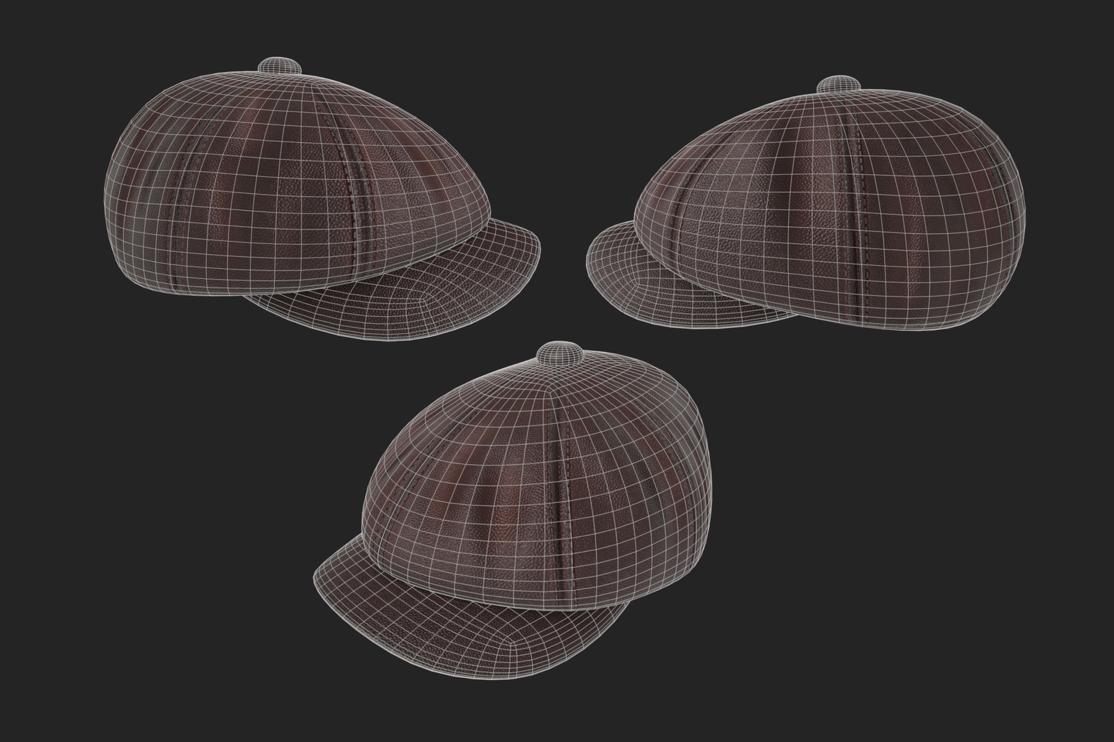 Vintage Golf Beret Hat Leather Brown | WOLVES STUDIO