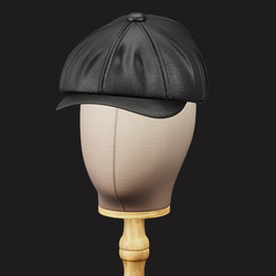 Vintage Golf Beret Hat Leather Black | WOLVES STUDIO