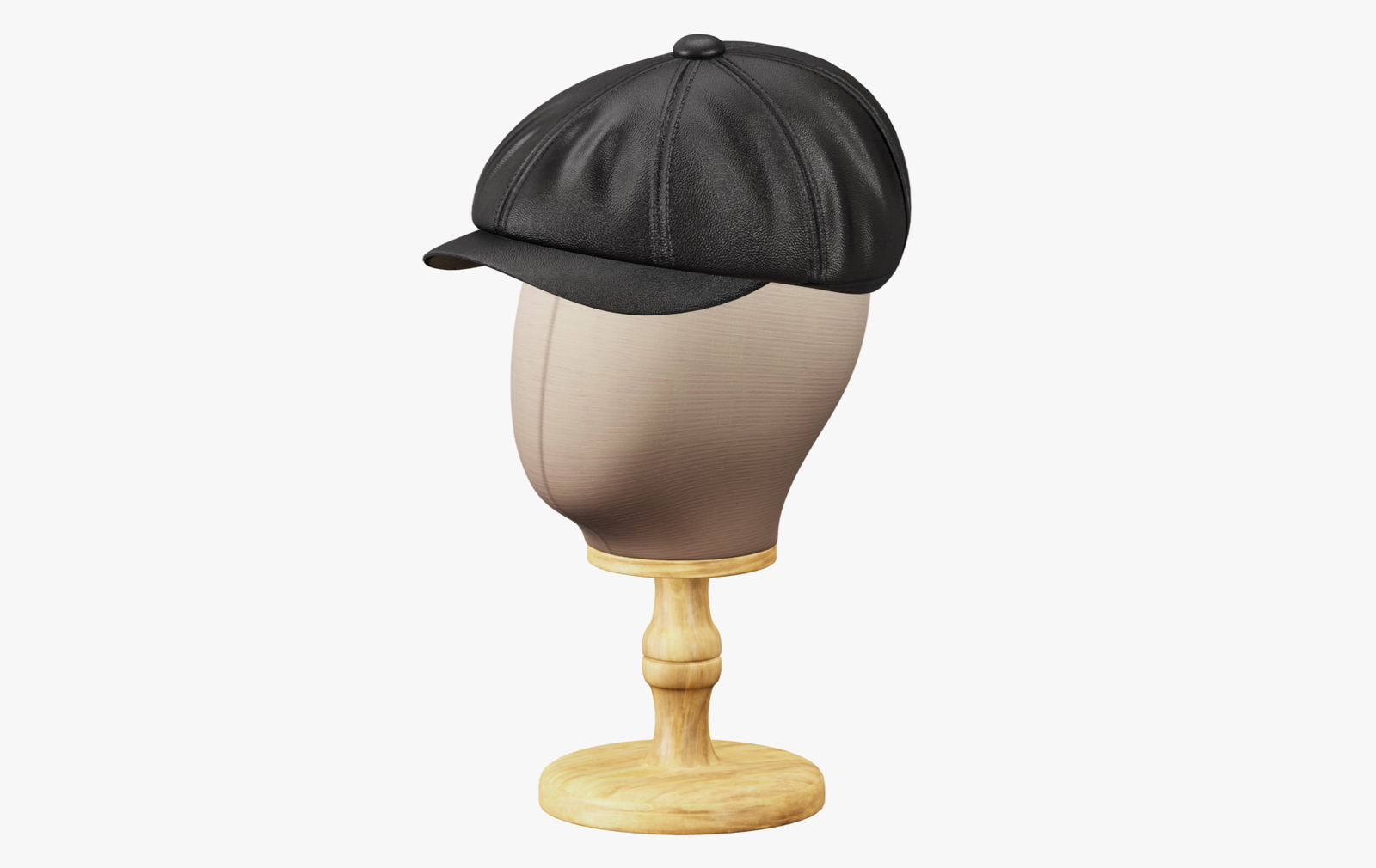 Vintage Golf Beret Hat Leather Black | WOLVES STUDIO