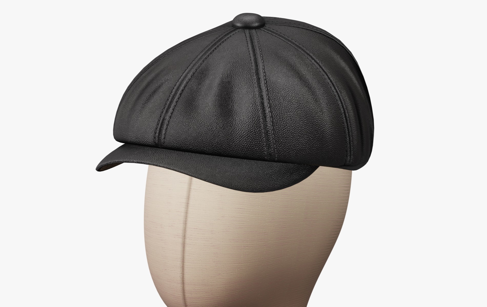 Vintage Golf Beret Hat Leather Black | WOLVES STUDIO