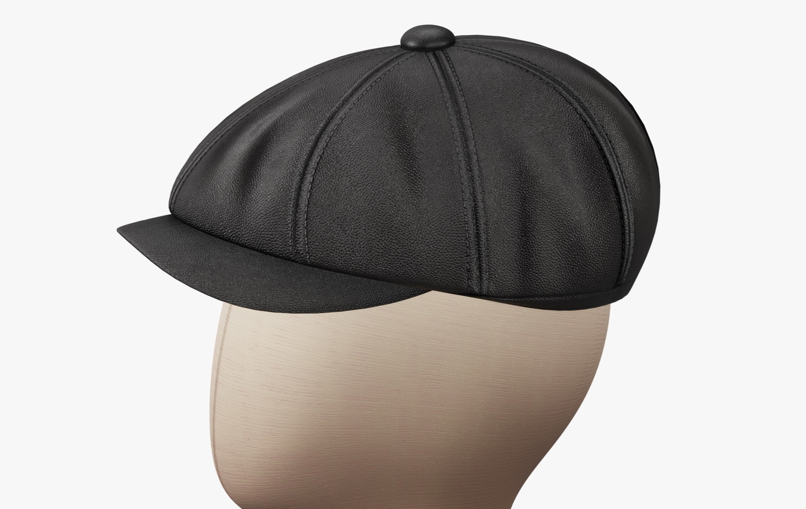 Vintage Golf Beret Hat Leather Black | WOLVES STUDIO