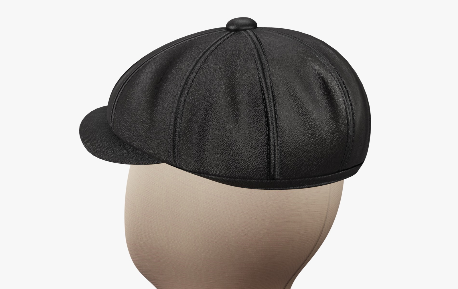 Vintage Golf Beret Hat Leather Black | WOLVES STUDIO