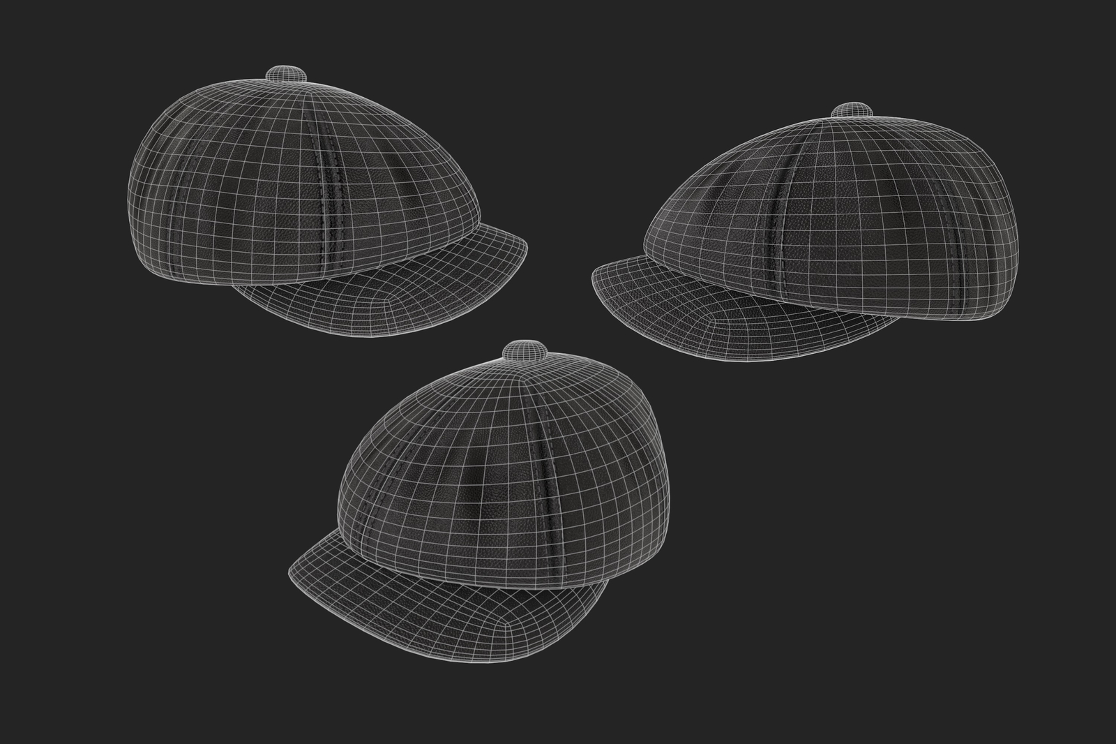 Vintage Golf Beret Hat Leather Black | WOLVES STUDIO