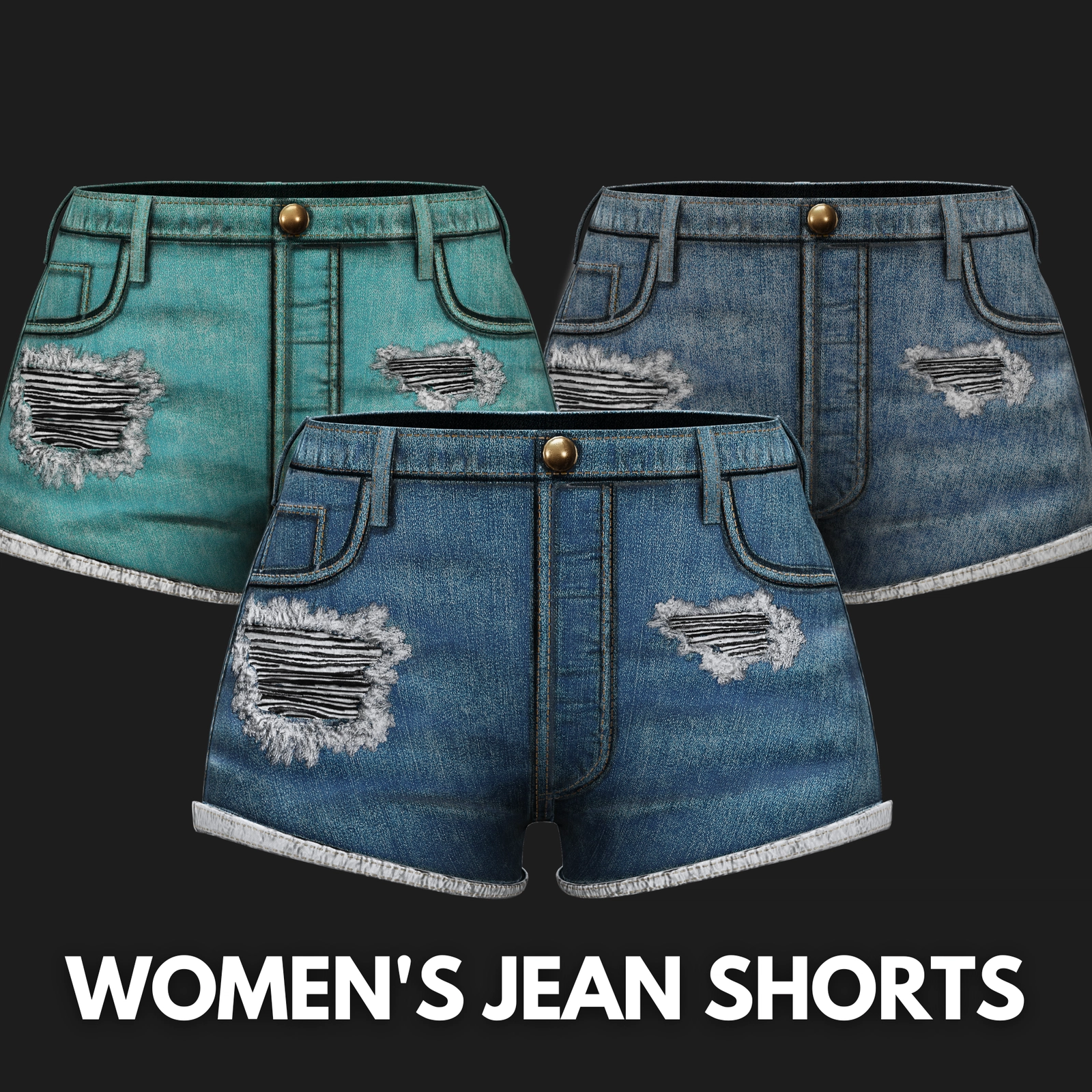 WOMEN'S JEAN SHORTS - 3 COLORS | WOLVES STUDIO