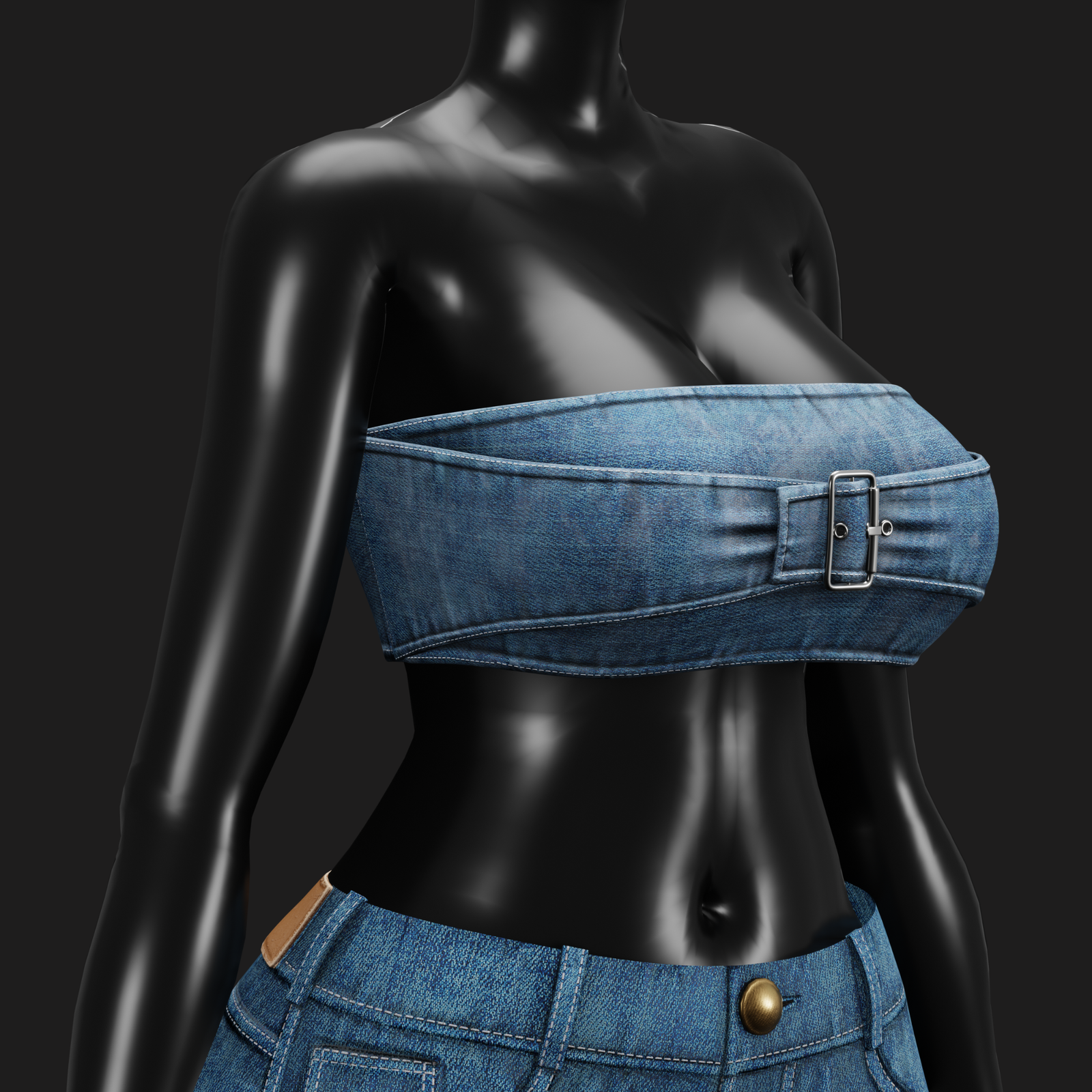 WOMEN'S DENIM CROPPED TOP VRChat - 5 COLORS | WOLVES STUDIO