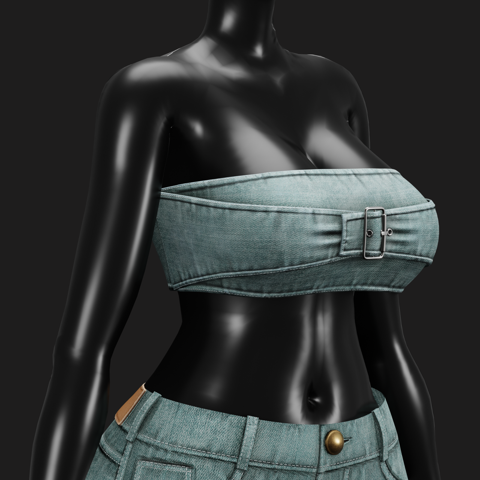 WOMEN'S DENIM CROPPED TOP VRChat - 5 COLORS | WOLVES STUDIO