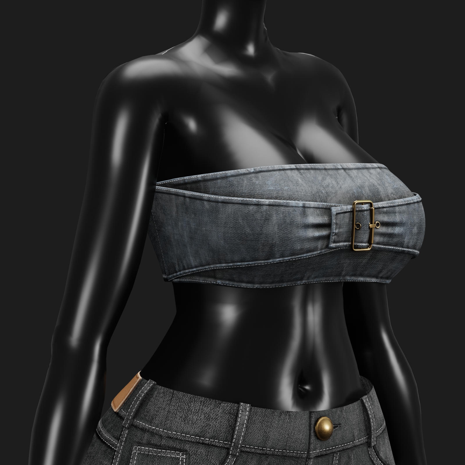 WOMEN'S DENIM CROPPED TOP VRChat - 5 COLORS | WOLVES STUDIO