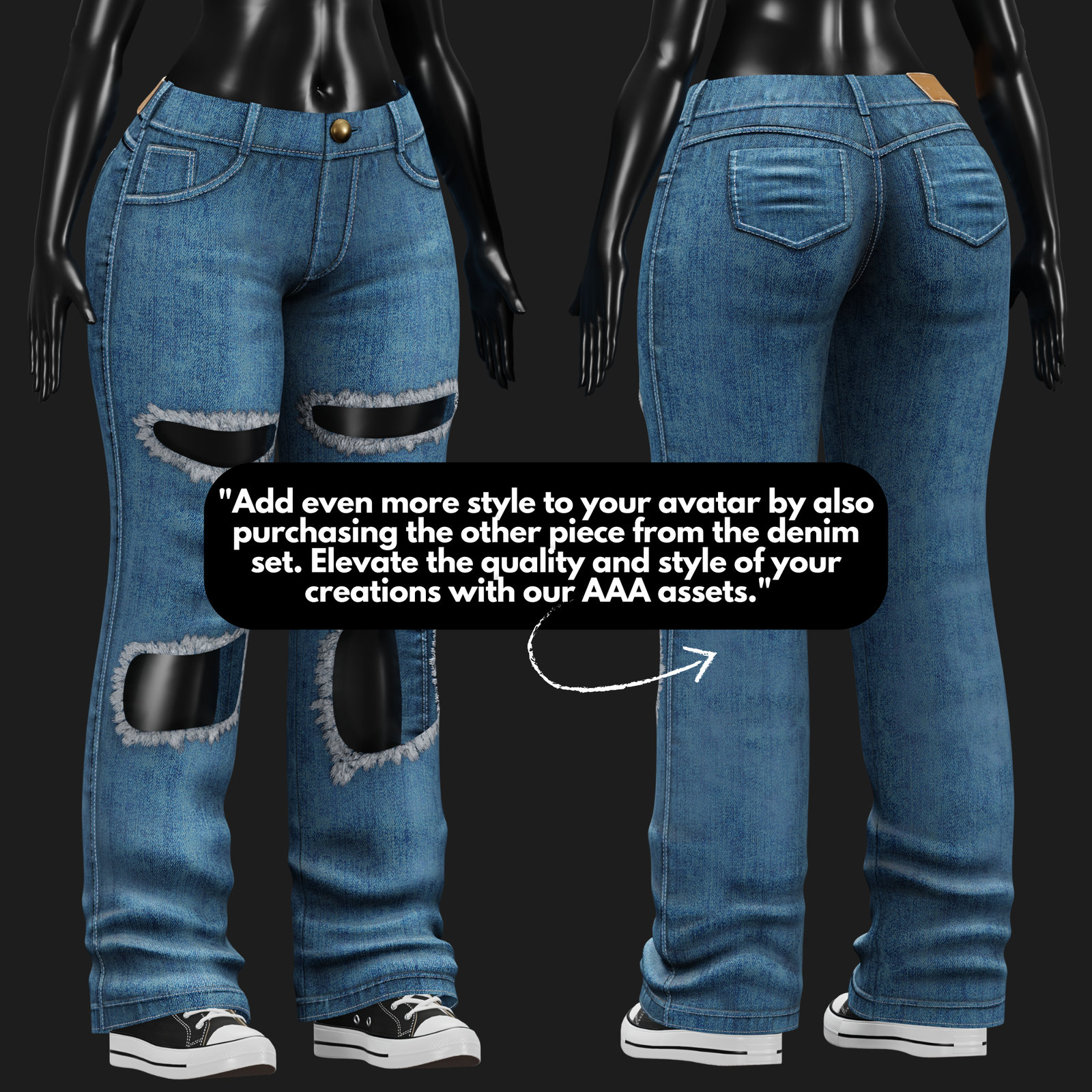 WOMEN'S DENIM CROPPED TOP VRChat - 5 COLORS | WOLVES STUDIO