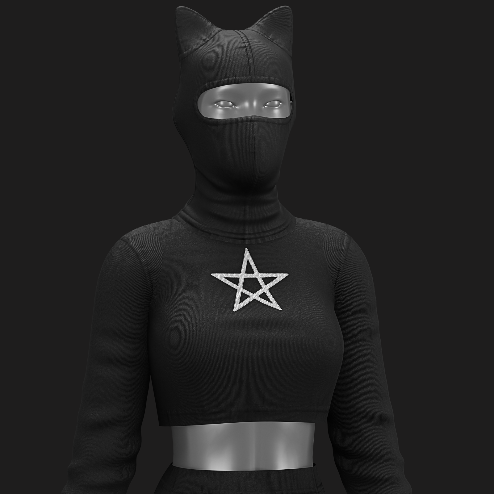 Black Cat Set VRChat - Pentagram-Cross | Beanie-Blouse-Skirt | WOLVES STUDIO