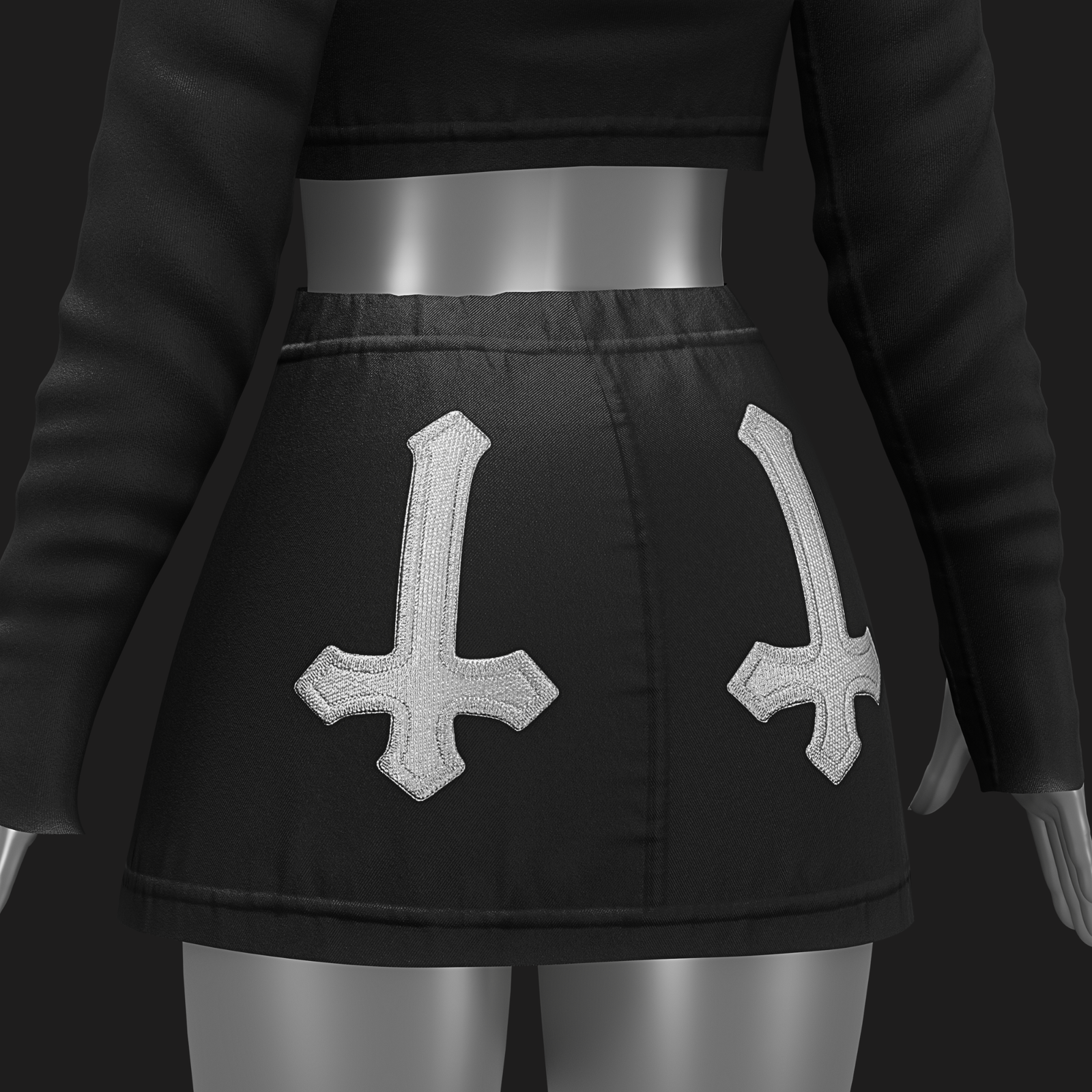 Black Cat Set VRChat - Pentagram-Cross | Beanie-Blouse-Skirt | WOLVES STUDIO