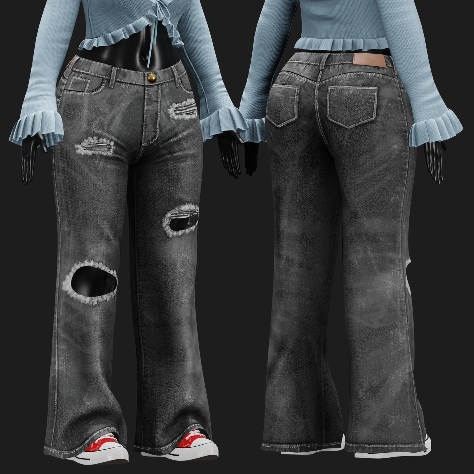 WOMEN'S Y2K 2000's SET VRChat - Pants + Blouse | WOLVES STUDIO