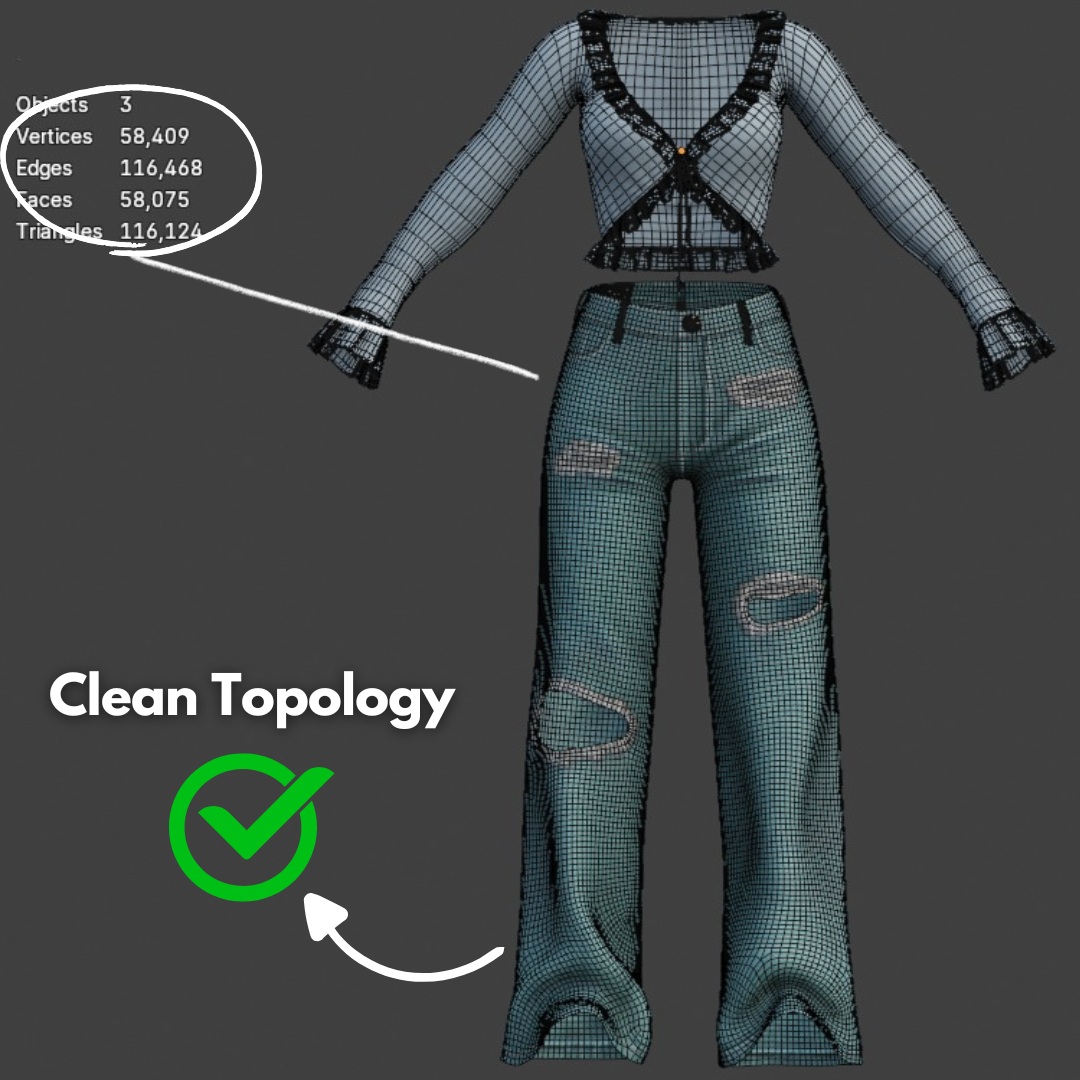 WOMEN'S Y2K 2000's SET VRChat - Pants + Blouse | WOLVES STUDIO