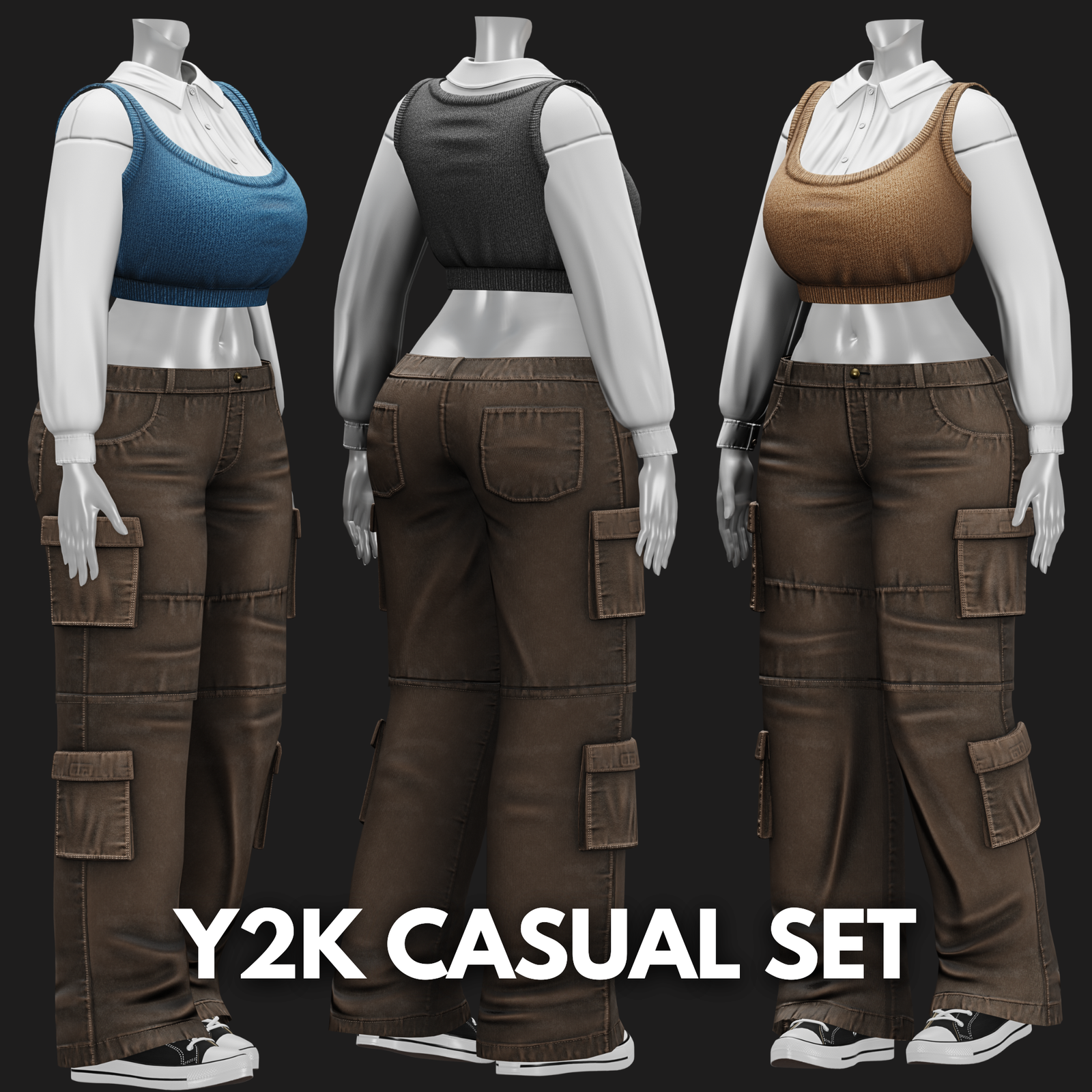 WOMEN'S Y2K 2000's Casual SET VRChat | WOLVES STUDIO