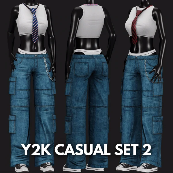 WOMEN'S Y2K 2000's Casual SET 2 VRChat | WOLVES STUDIO