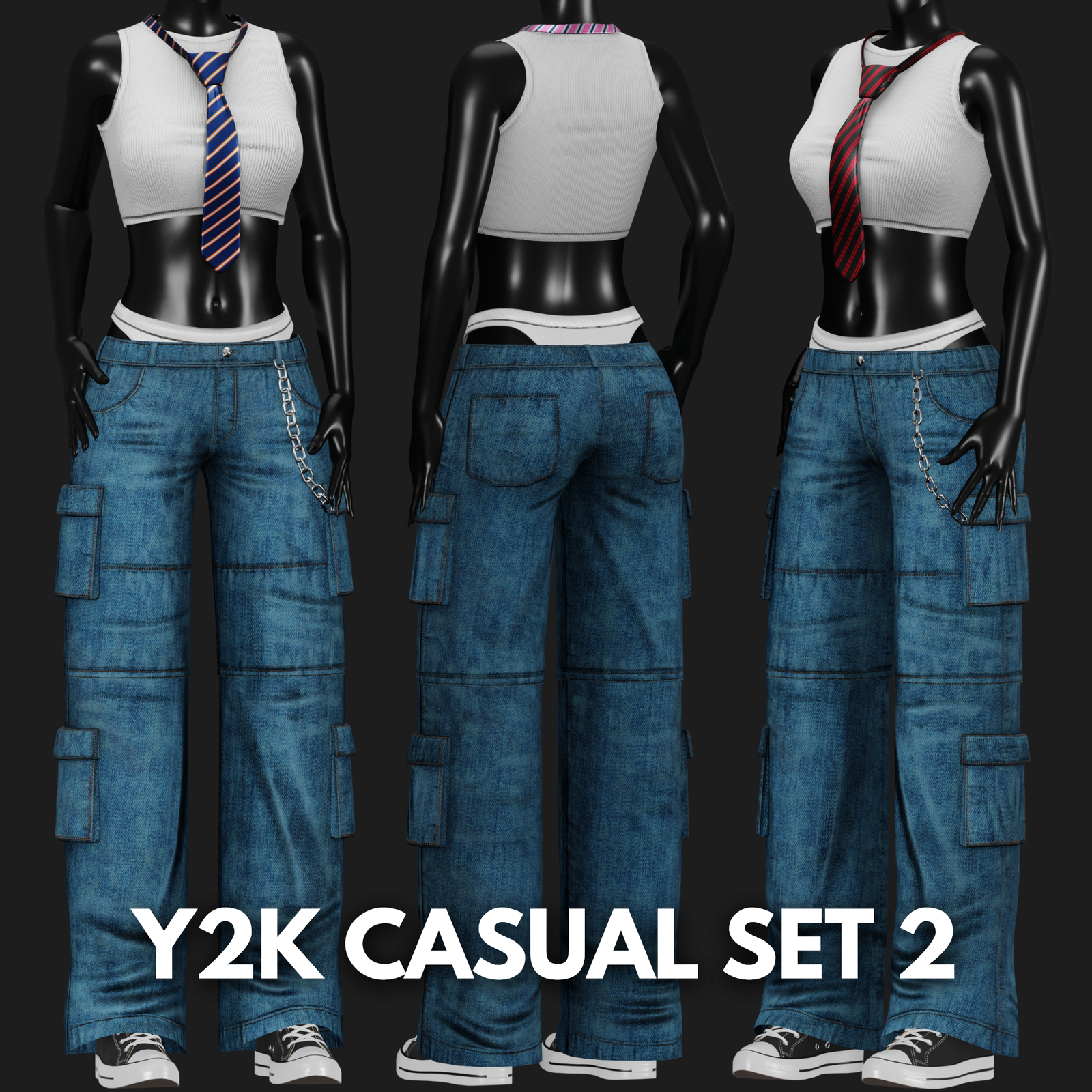 WOMEN'S Y2K 2000's Casual SET 2 VRChat | WOLVES STUDIO