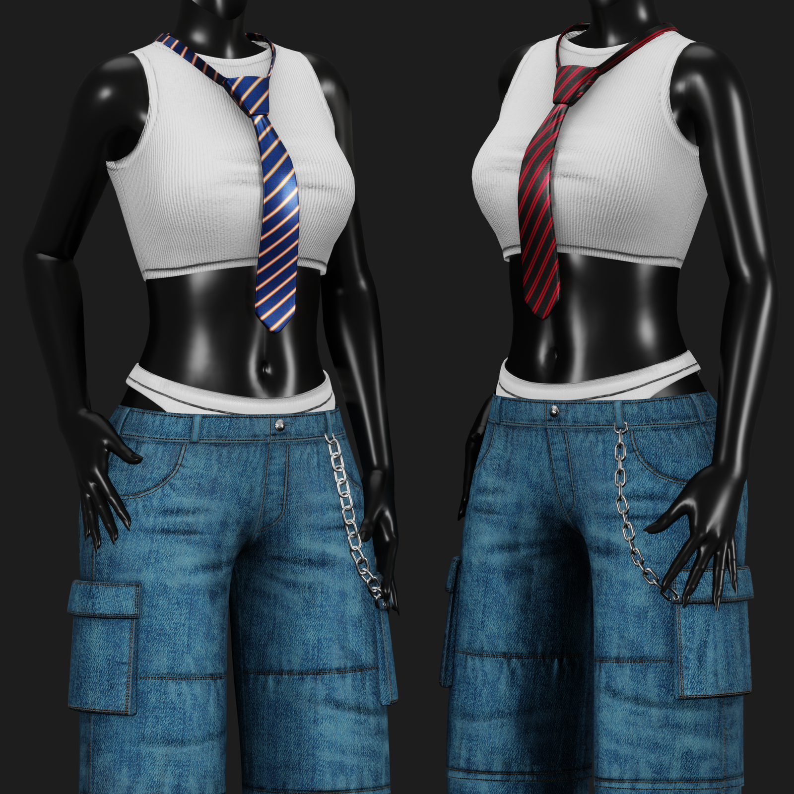 WOMEN'S Y2K 2000's Casual SET 2 VRChat | WOLVES STUDIO