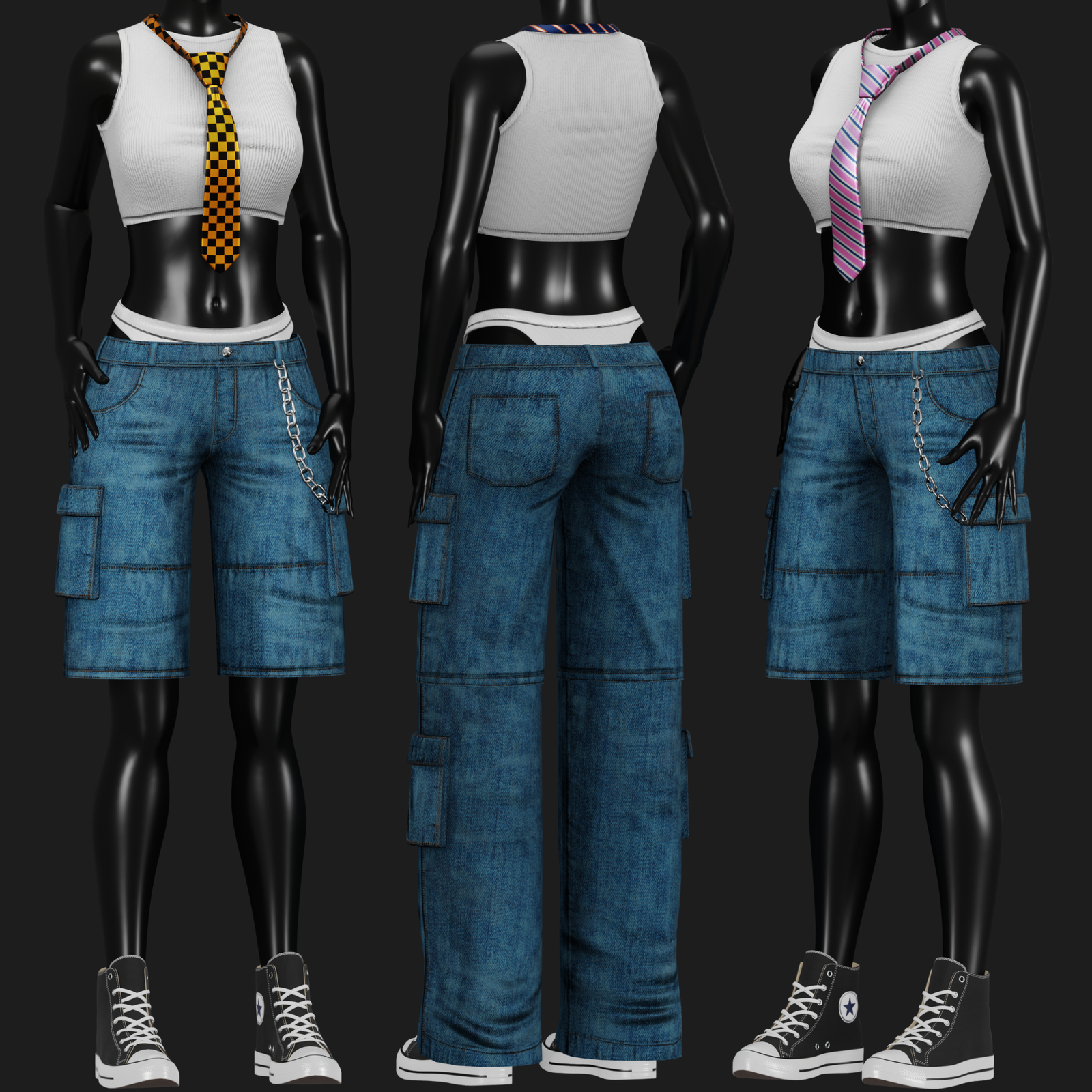 WOMEN'S Y2K 2000's Casual SET 2 VRChat | WOLVES STUDIO