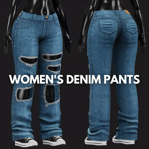 WOMEN'S DENIM PANTS VRChat - 5 COLORS | WOLVES STUDIO