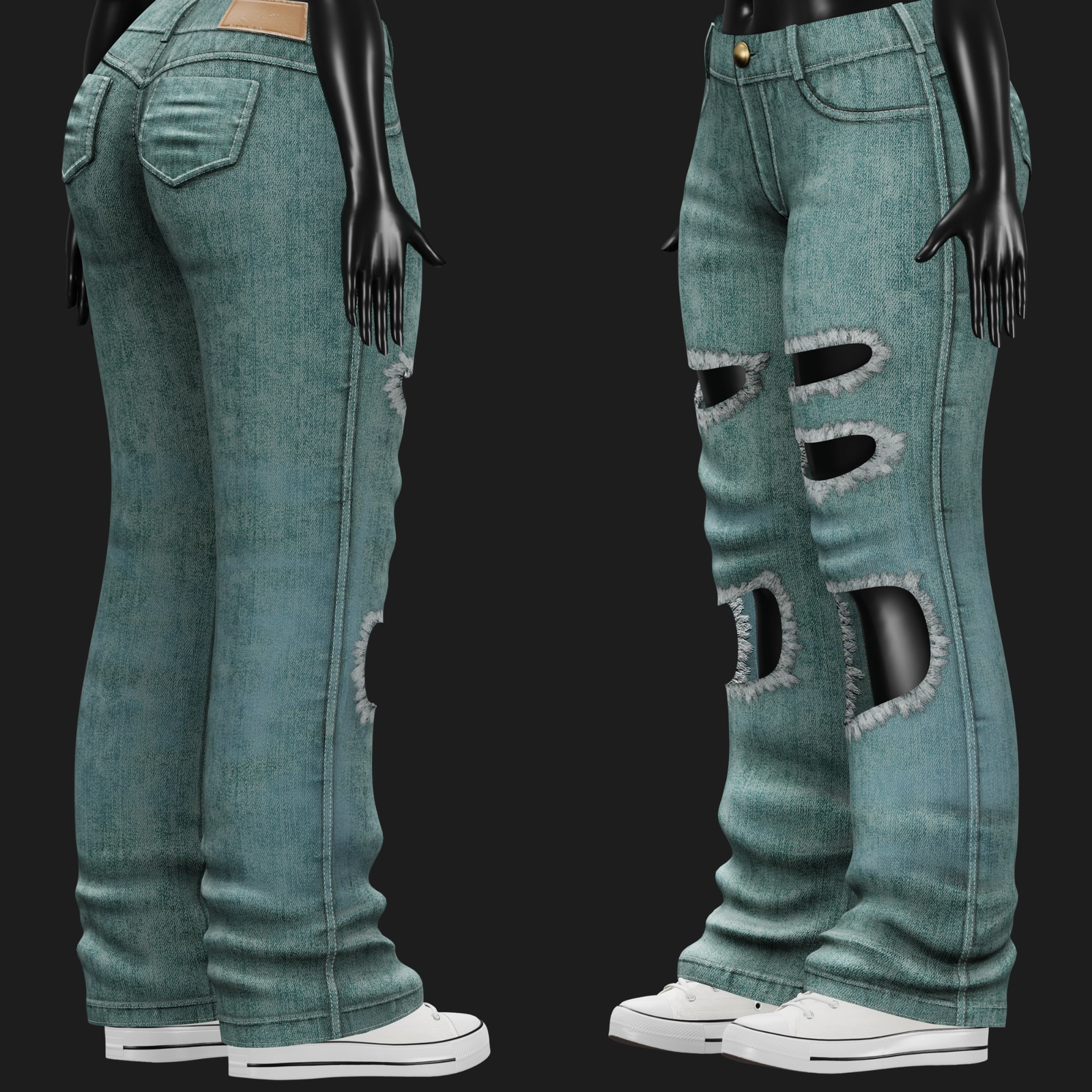 WOMEN'S DENIM PANTS VRChat - 5 COLORS | WOLVES STUDIO