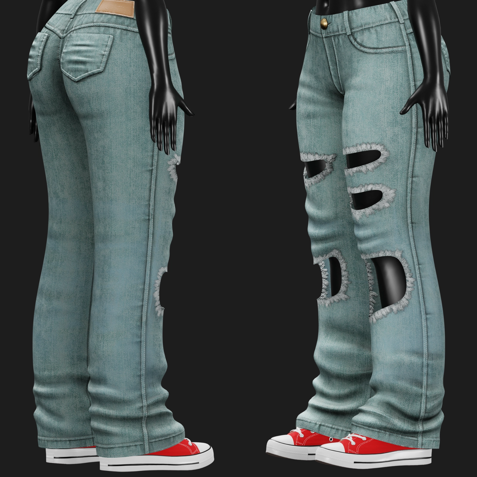 WOMEN'S DENIM PANTS VRChat - 5 COLORS | WOLVES STUDIO