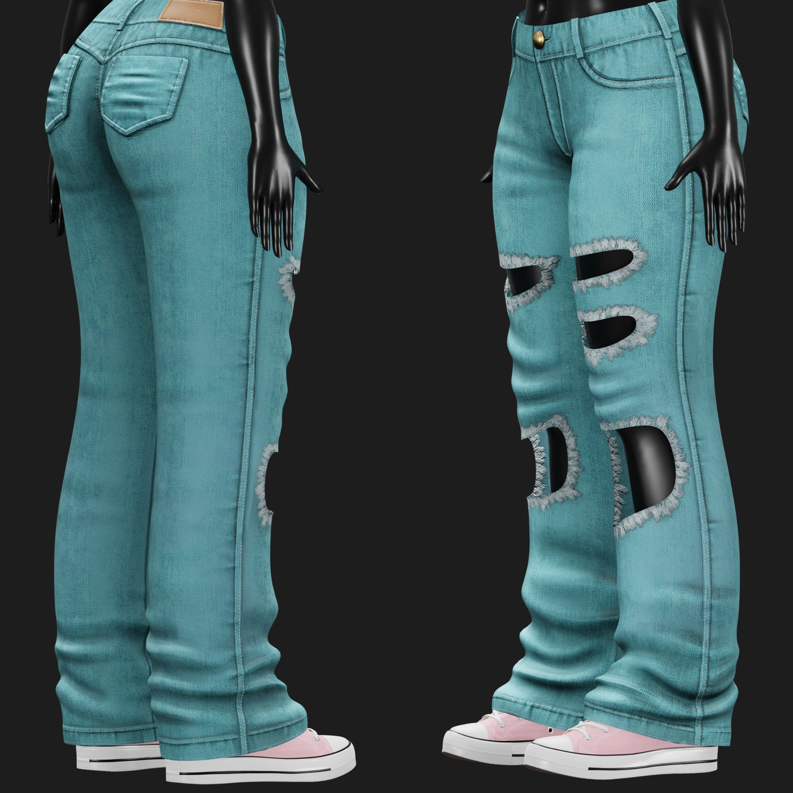 WOMEN'S DENIM PANTS VRChat - 5 COLORS | WOLVES STUDIO