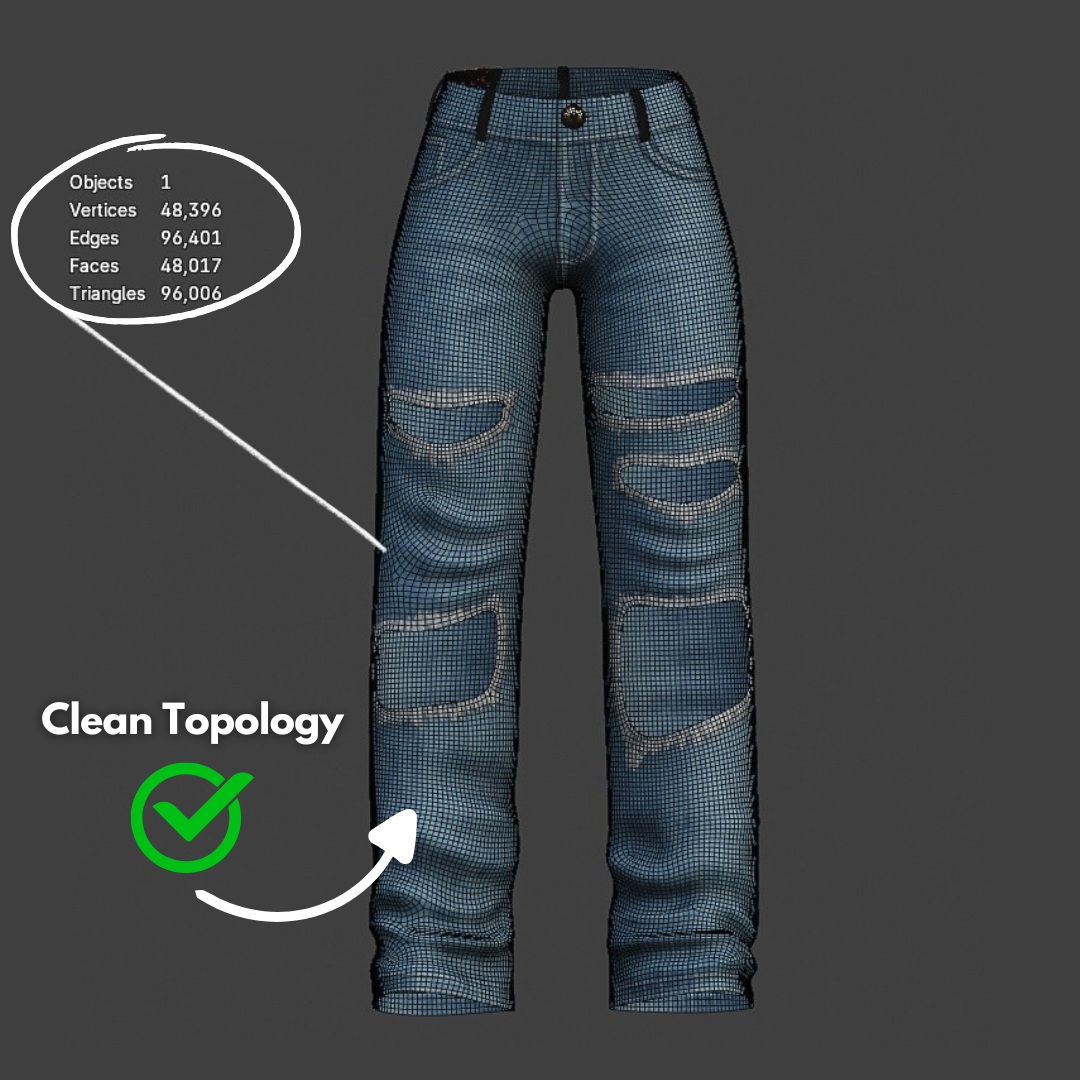 WOMEN'S DENIM PANTS VRChat - 5 COLORS | WOLVES STUDIO