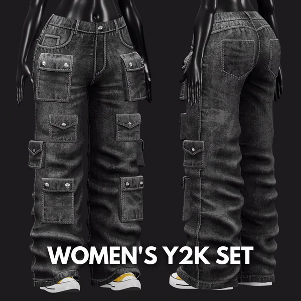 WOMEN'S Y2K 2000's SET VRChat - Cargo Pants + T-Shirt | WOLVES STUDIO