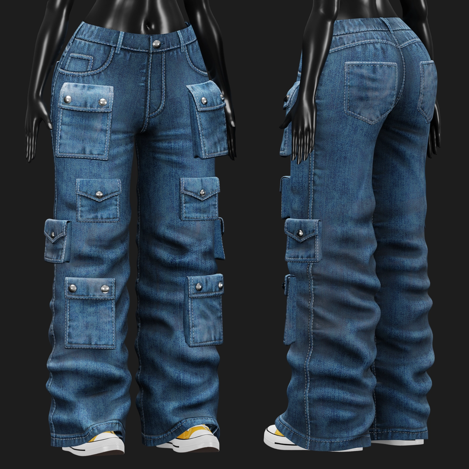 WOMEN'S Y2K 2000's SET VRChat - Cargo Pants + T-Shirt | WOLVES STUDIO