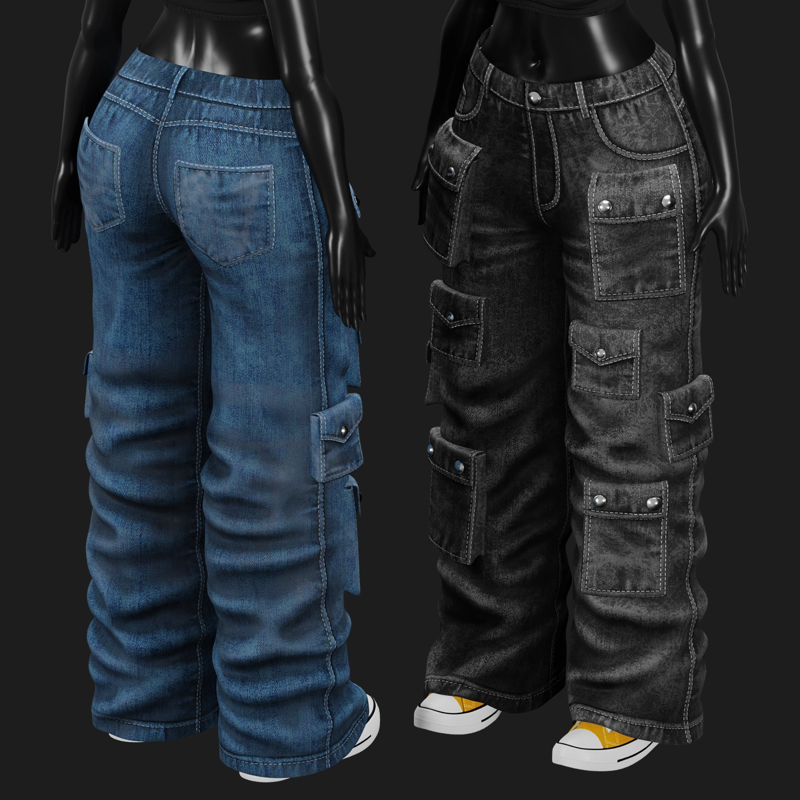 WOMEN'S Y2K 2000's SET VRChat - Cargo Pants + T-Shirt | WOLVES STUDIO