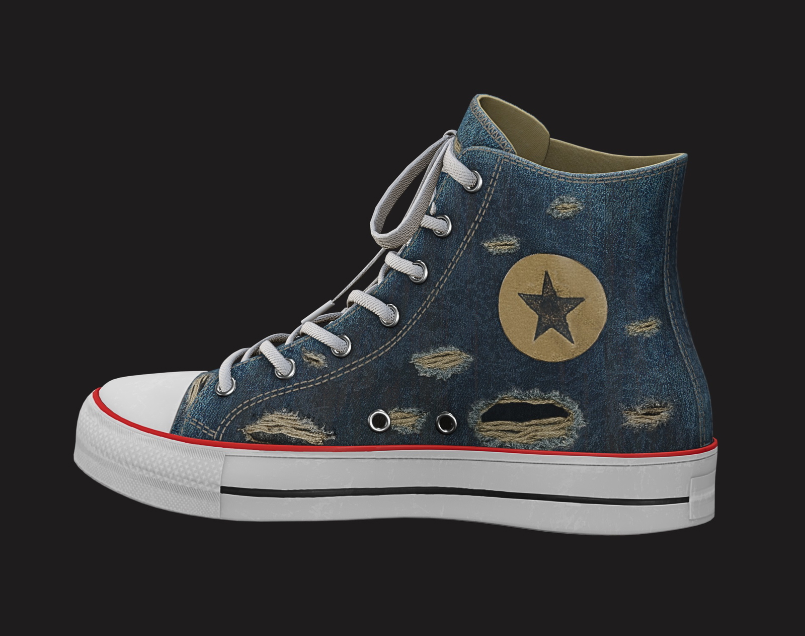 Ripped Denim Sneaker Unbranded | WOLVES STUDIO