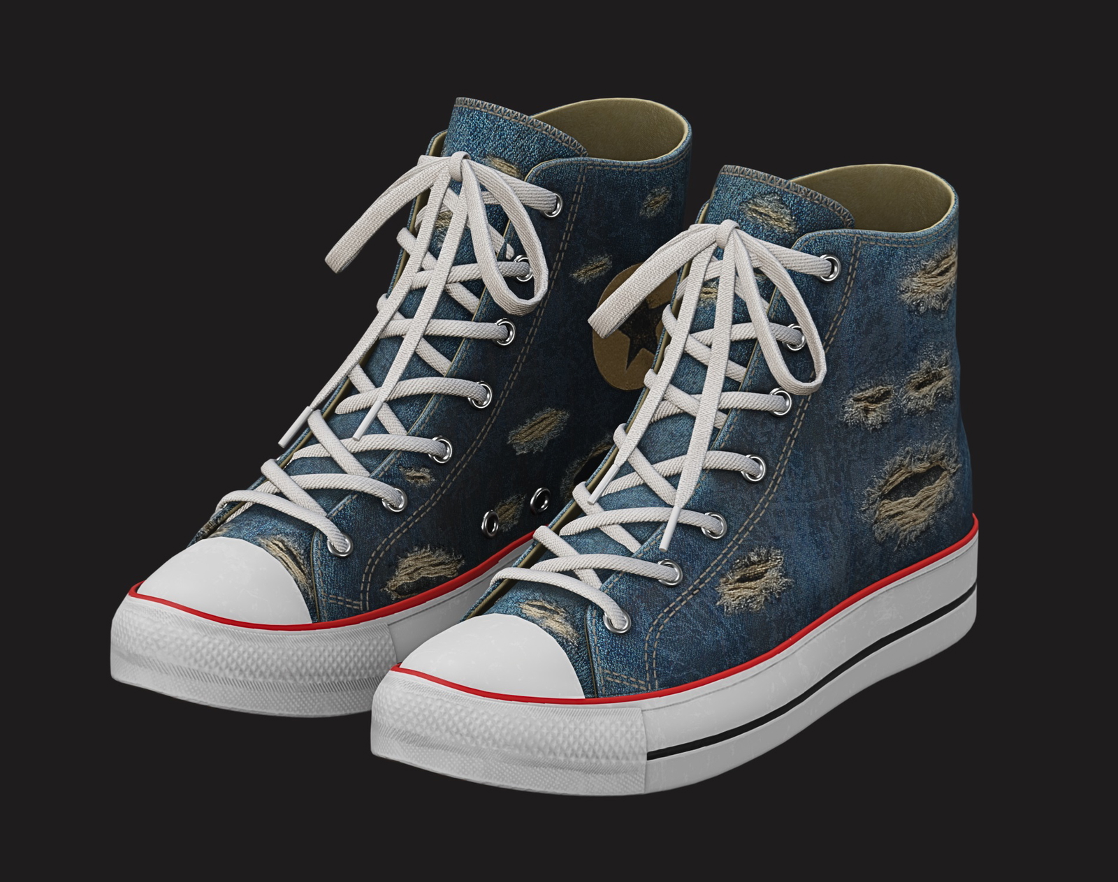 Ripped Denim Sneaker Unbranded | WOLVES STUDIO