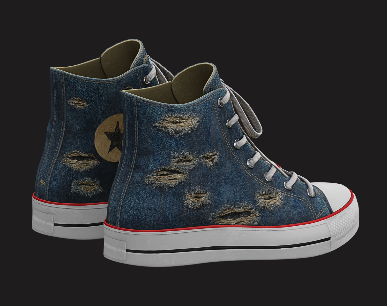 Ripped Denim Sneaker Unbranded | WOLVES STUDIO