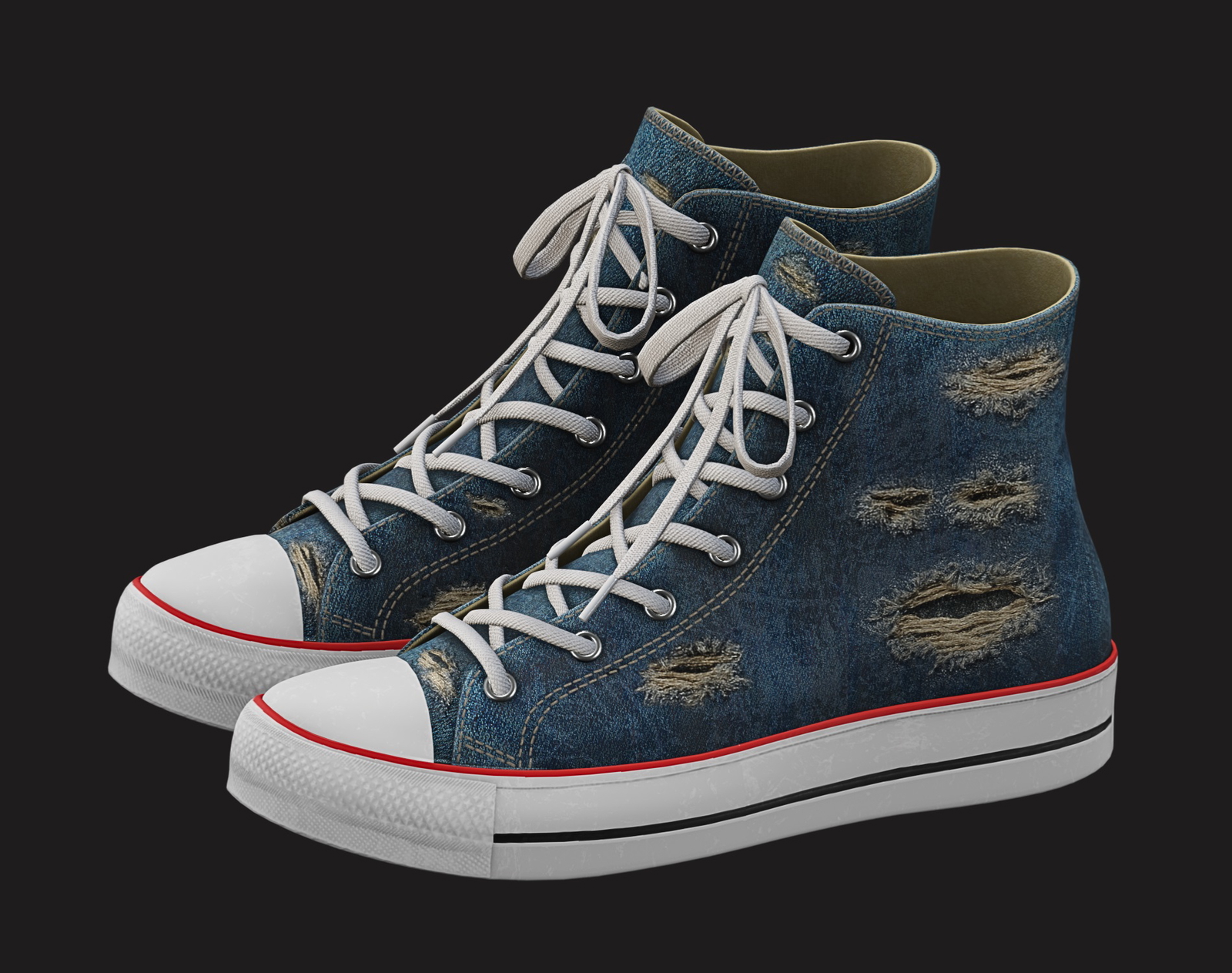 Ripped Denim Sneaker Unbranded | WOLVES STUDIO