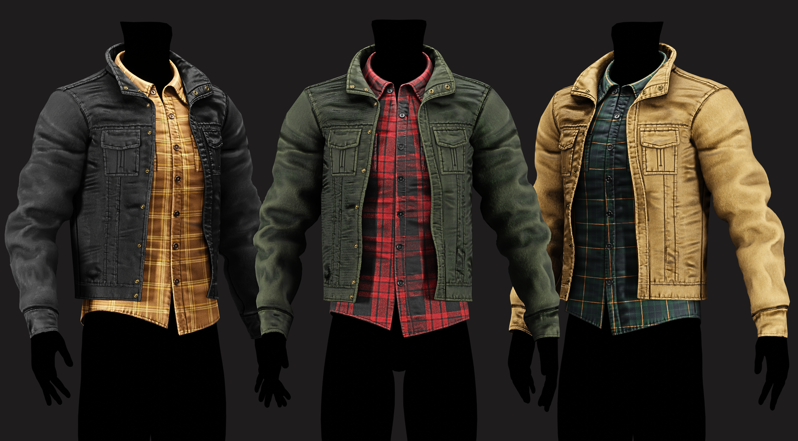 3D Jacket + Flannel Plaid Shirt Casual Clothing - EBOY Pack | WOLVES STUDIO