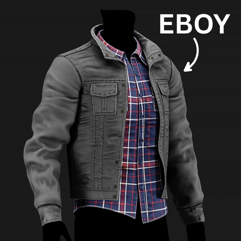 3D Jacket + Flannel Plaid Shirt Casual Clothing 2 - EBOY Pack | WOLVES STUDIO