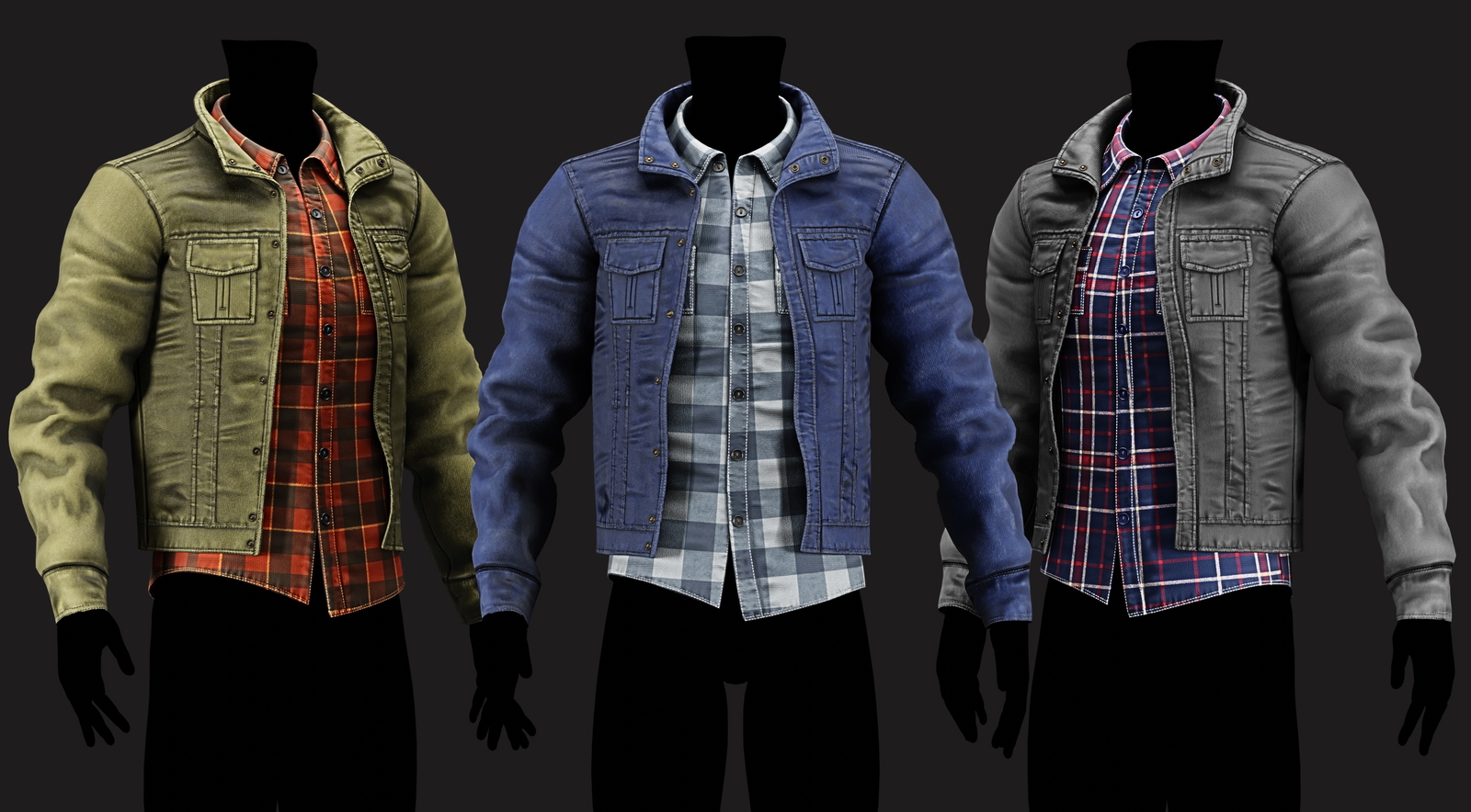 3D Jacket + Flannel Plaid Shirt Casual Clothing 2 - EBOY Pack | WOLVES STUDIO