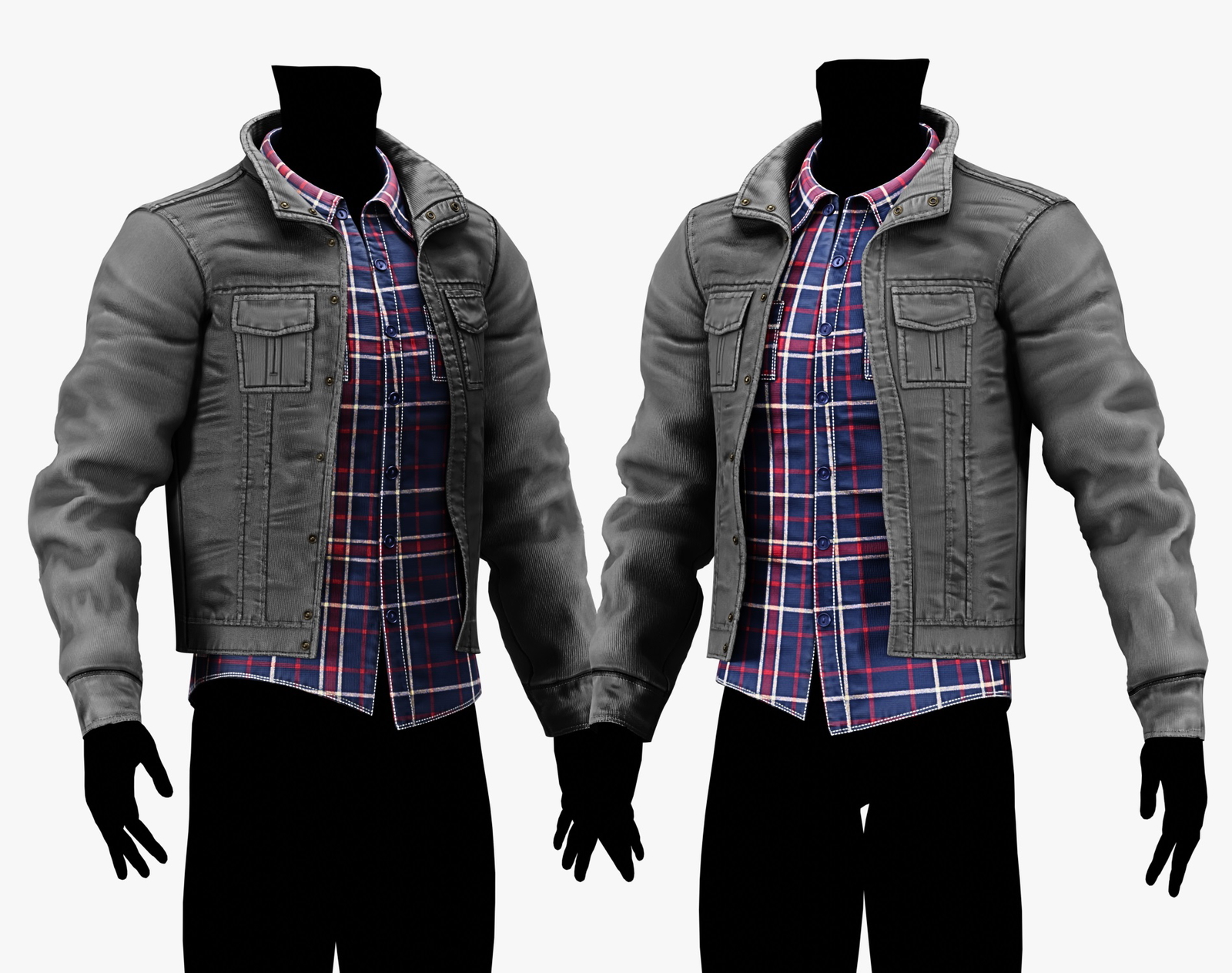 3D Jacket + Flannel Plaid Shirt Casual Clothing 2 - EBOY Pack | WOLVES STUDIO