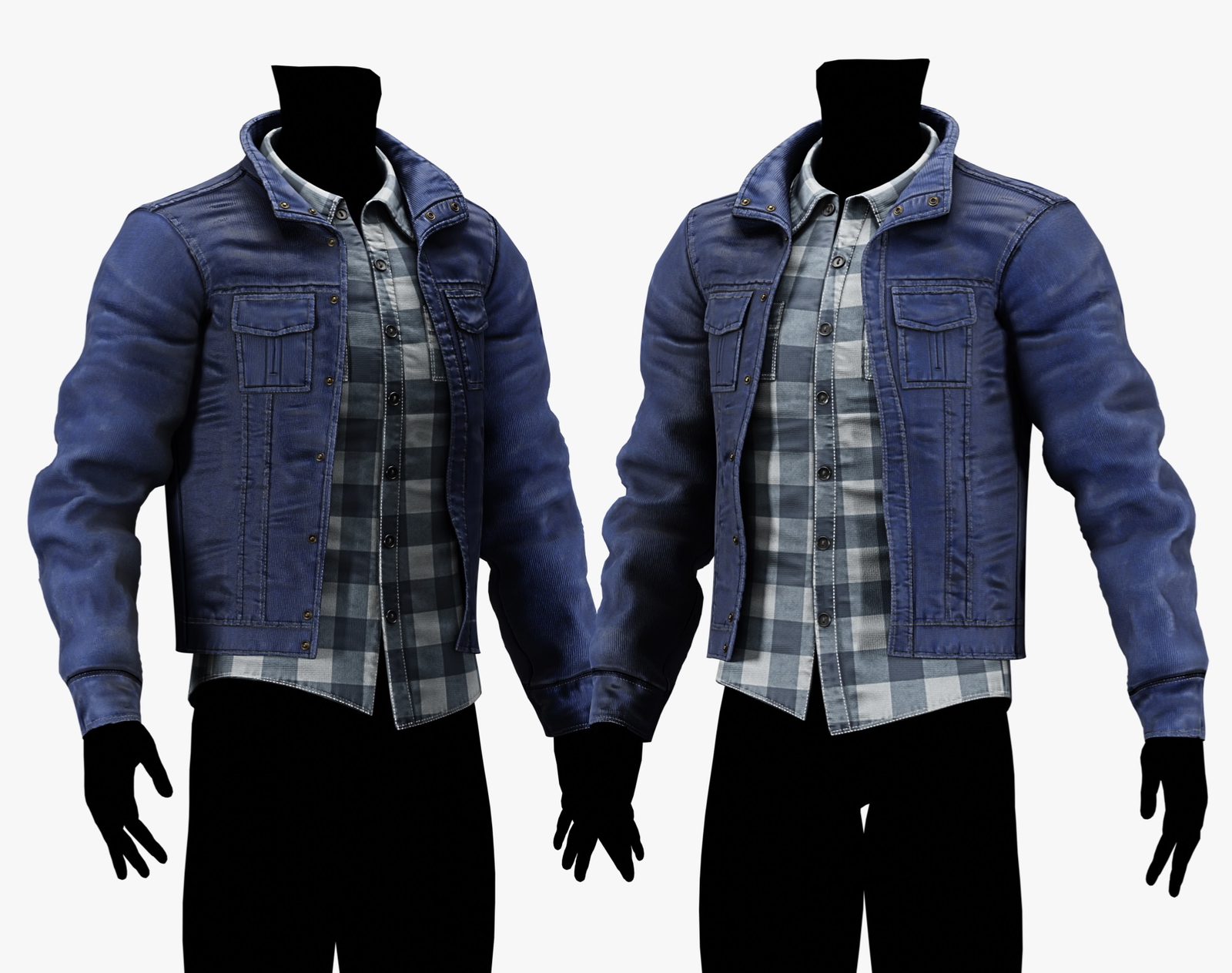 3D Jacket + Flannel Plaid Shirt Casual Clothing 2 - EBOY Pack | WOLVES STUDIO